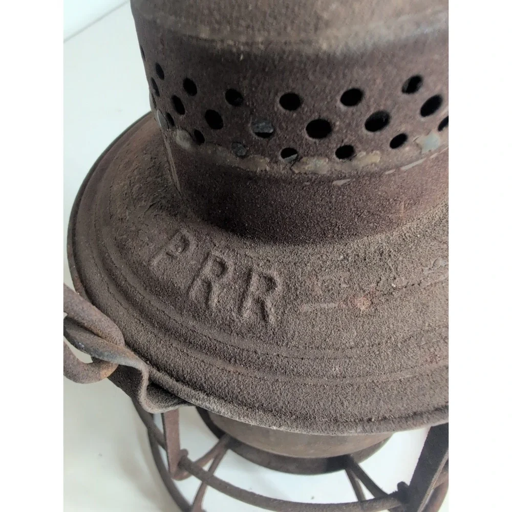 Vintage Railroad Lantern PRR Pennsylvania Railroad Keystone Logo Lid Dressel